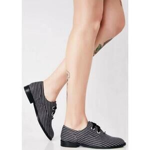 Shellys London Frankie Grey Pinstripe Tailored Oxford Lace Up Shoes 9.5 Formal